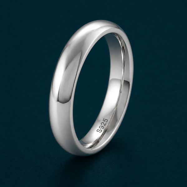 Classic Plain Dome Band Ring in 925 Sterling Silver