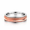 Luxury Dual-Texture Rose Gold Ring in 925 Sterling Silver