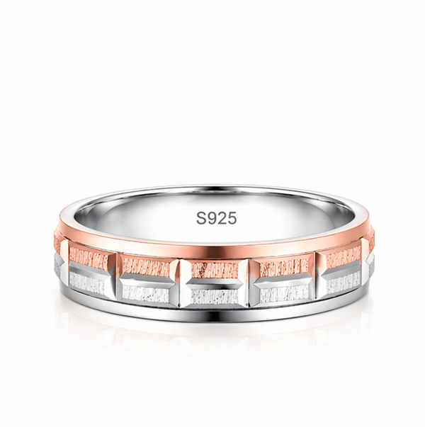 Geometric Dual-Tone Designer Ring in 925 Sterling Silver