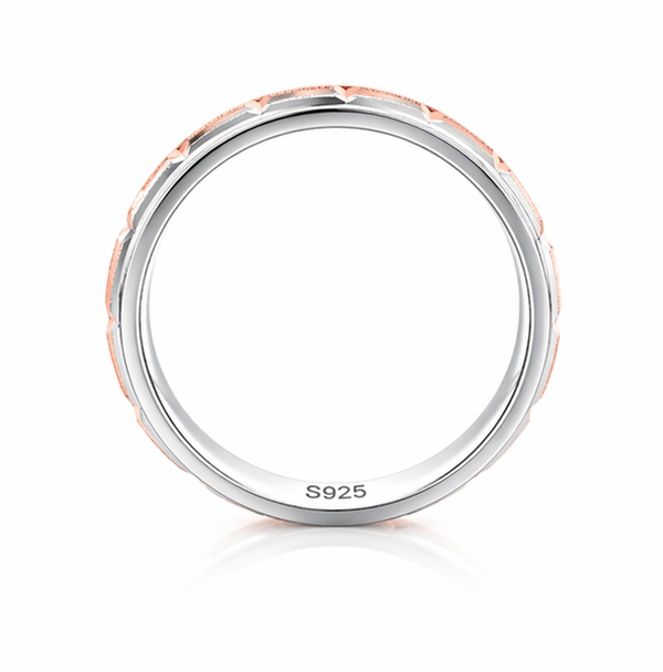 Geometric Dual-Tone Designer Ring in 925 Sterling Silver