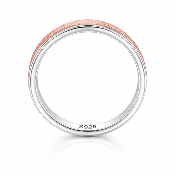 Minimal Rose Gold Textured Band Ring in 925 Sterling Silver