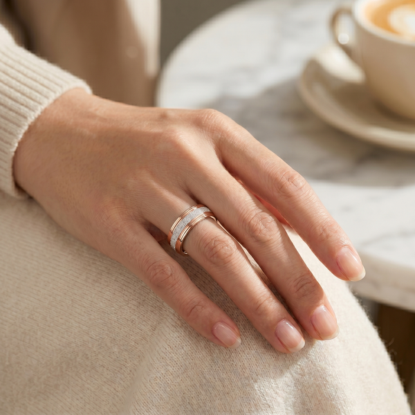 Elegant Rose Gold Textured Band Ring in 925 Sterling Silver