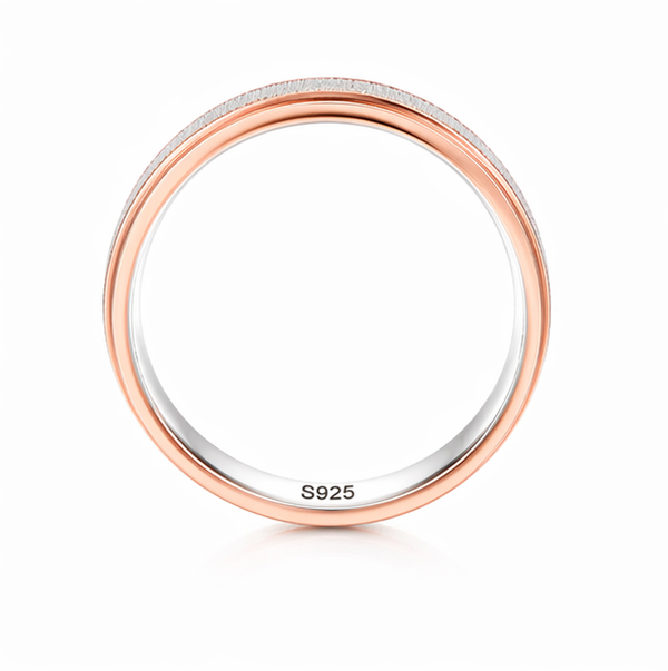 Minimal Dual-Tone Textured Band Ring in 925 Sterling Silver