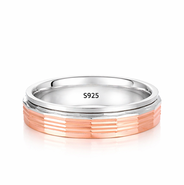 Elegant Faceted Dual-Tone Designer Ring in 925 Sterling Silver