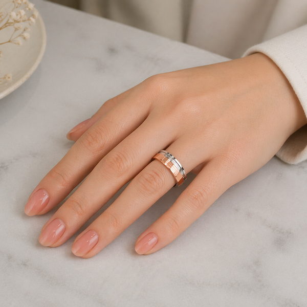 Elegant Faceted Dual-Tone Designer Ring in 925 Sterling Silver