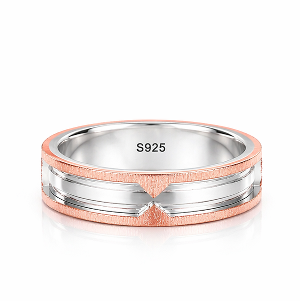 Elegant Dual-Tone Groove Designer Ring in 925 Sterling Silver