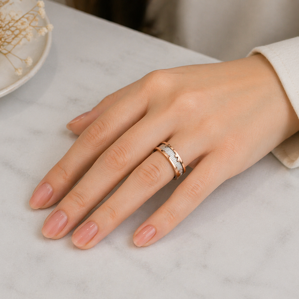 Modern Dual Tone Groove Ring in 925 Sterling Silver
