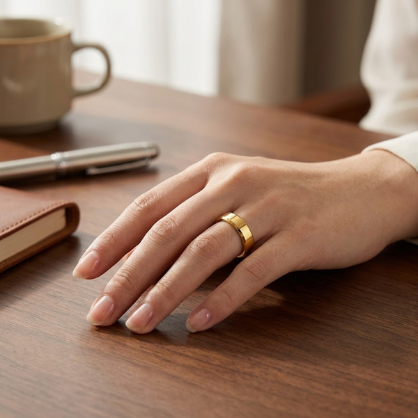 Classic Gold Finish Band Ring in 925 Sterling Silver