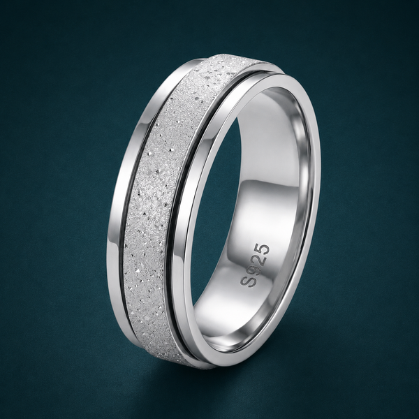 Minimal Frosted Texture Band Ring in 925 Sterling Silver