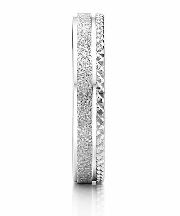 Elegant Dual Texture Band Ring in 925 Sterling Silver