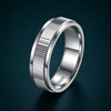 Modern Ribbed Texture Band Ring in 925 Sterling Silver
