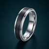 Modern Black Textured Band Ring in 925 Sterling Silver