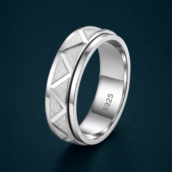Geometric Frosted Pattern Ring in 925 Sterling Silver