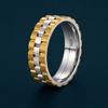 Luxury Dual Tone Chain Pattern Ring in 925 Sterling Silver