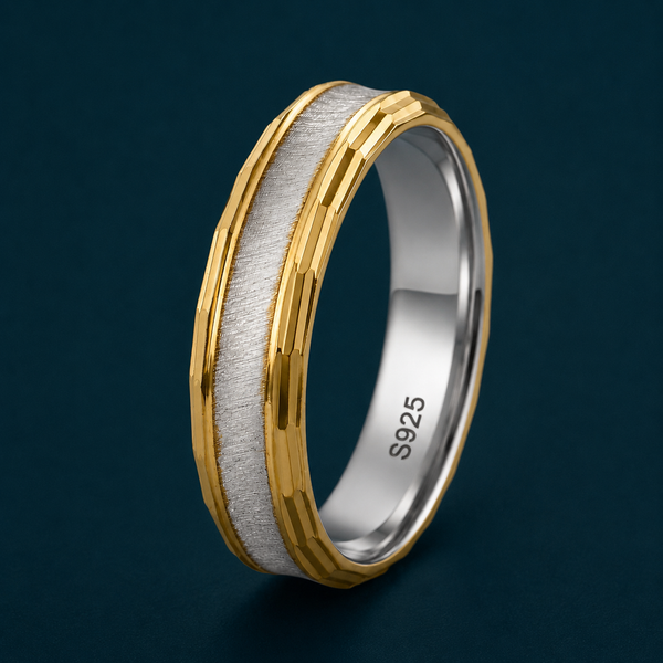Elegant Dual Tone Matte Finish Ring in 925 Sterling Silver
