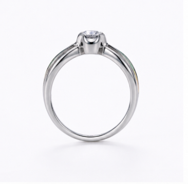 Opal Inlay Solitaire Ring in 925 Sterling Silver