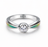 Opal Inlay Solitaire Ring in 925 Sterling Silver