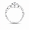 Floral Halo Solitaire Ring in 925 Sterling Silver