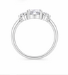 Three-Stone Oval & Round Solitaire Ring in 925 Sterling Silver