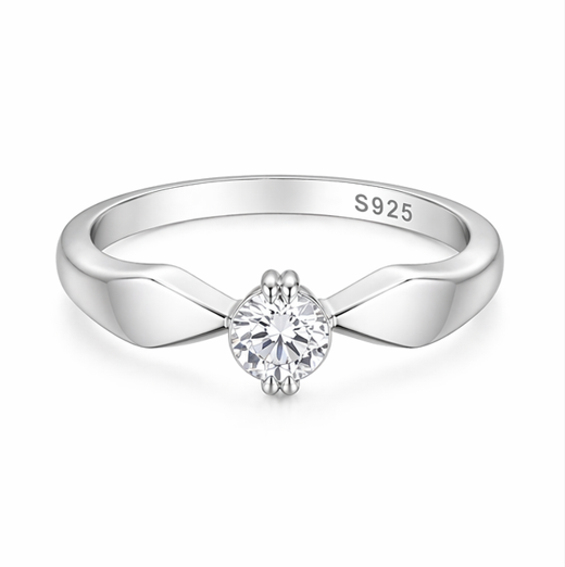 Classic Round Solitaire Ring in 925 Sterling Silver
