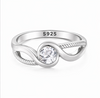 Infinity Wave Solitaire Ring in 925 Sterling Silver