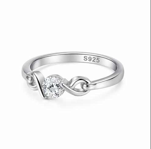 Elegant Knot Solitaire Ring in 925 Sterling Silver