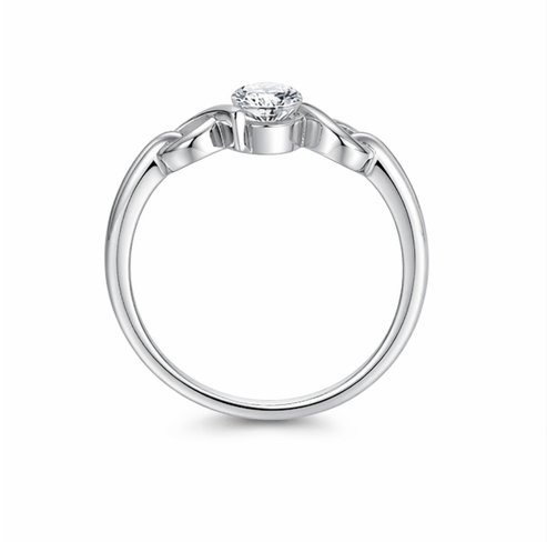 Elegant Knot Solitaire Ring in 925 Sterling Silver