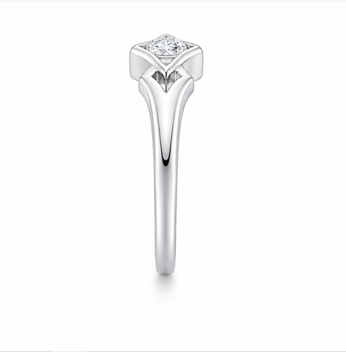 Geometric Square Solitaire Ring in 925 Sterling Silver