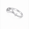 Elegant Wave Curve Solitaire Ring in 925 Sterling Silver