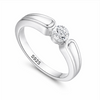 Elegant Round Solitaire Wave Band Ring in 925 Sterling Silver