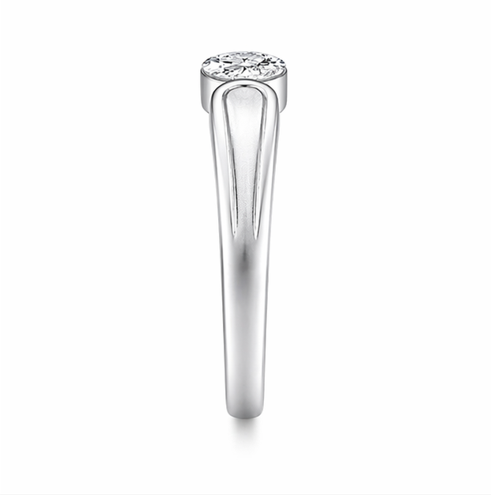 Elegant Round Solitaire Wave Band Ring in 925 Sterling Silver