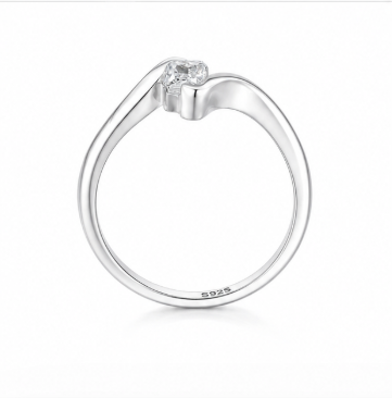 Elegant Princess Cut Curve Ring in 925 Sterling Silver
