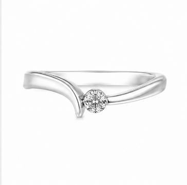 Elegant Curved Open Solitaire Ring in 925 Sterling Silver