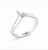 Elegant Curved Open Solitaire Ring in 925 Sterling Silver