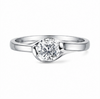 Elegant Round Solitaire Curve Prong Ring in 925 Sterling Silver