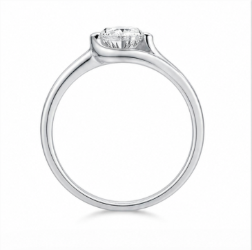 Elegant Round Solitaire Curve Prong Ring in 925 Sterling Silver