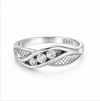 Triple Stone Wave Designer Ring in 925 Sterling Silver