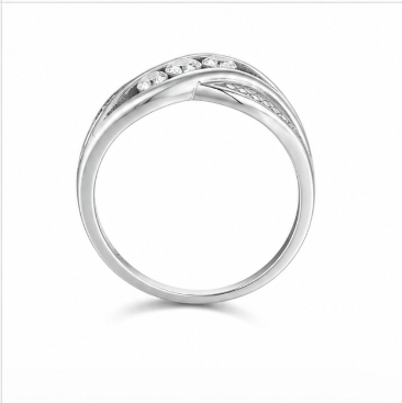 Triple Stone Wave Designer Ring in 925 Sterling Silver