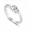 Elegant Twin Stone Wave Ring in 925 Sterling Silver