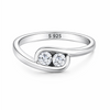 Elegant Twin Stone Wave Ring in 925 Sterling Silver