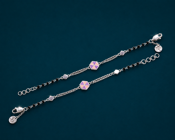Elegant Geometric Hexagon Nazariya Bracelet in 925 Sterling Silver