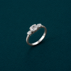 Three-Stone Oval & Round Solitaire Ring in 925 Sterling Silver