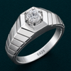 Premium S925 Silver Geometric Solitaire Ring for Men