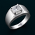 Classic S925 Silver Princess Cut Solitaire Ring with Matte Finish Bold Ring