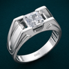 S925 Sterling Silver Princess Cut Solitaire Ring for Men