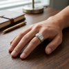 Elegant Solitaire Diamond-Style Ring for Men – 925 Sterling Silver Geometric Design