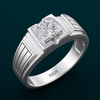 Elegant Solitaire Diamond-Style Ring for Men – 925 Sterling Silver Geometric Design
