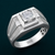 Premium S925 Sterling Silver Square Head Diamond-Cut Ring for Men – Platinum Finish Statement Ring