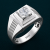 Premium 925 Sterling Silver Square-Head Solitaire Ring with Diamond-Cut Stone – Platinum Finish