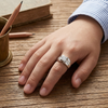 Stylish 925 Sterling Silver Solitaire Ring with Textured Band – Platinum Finish Men’s Ring